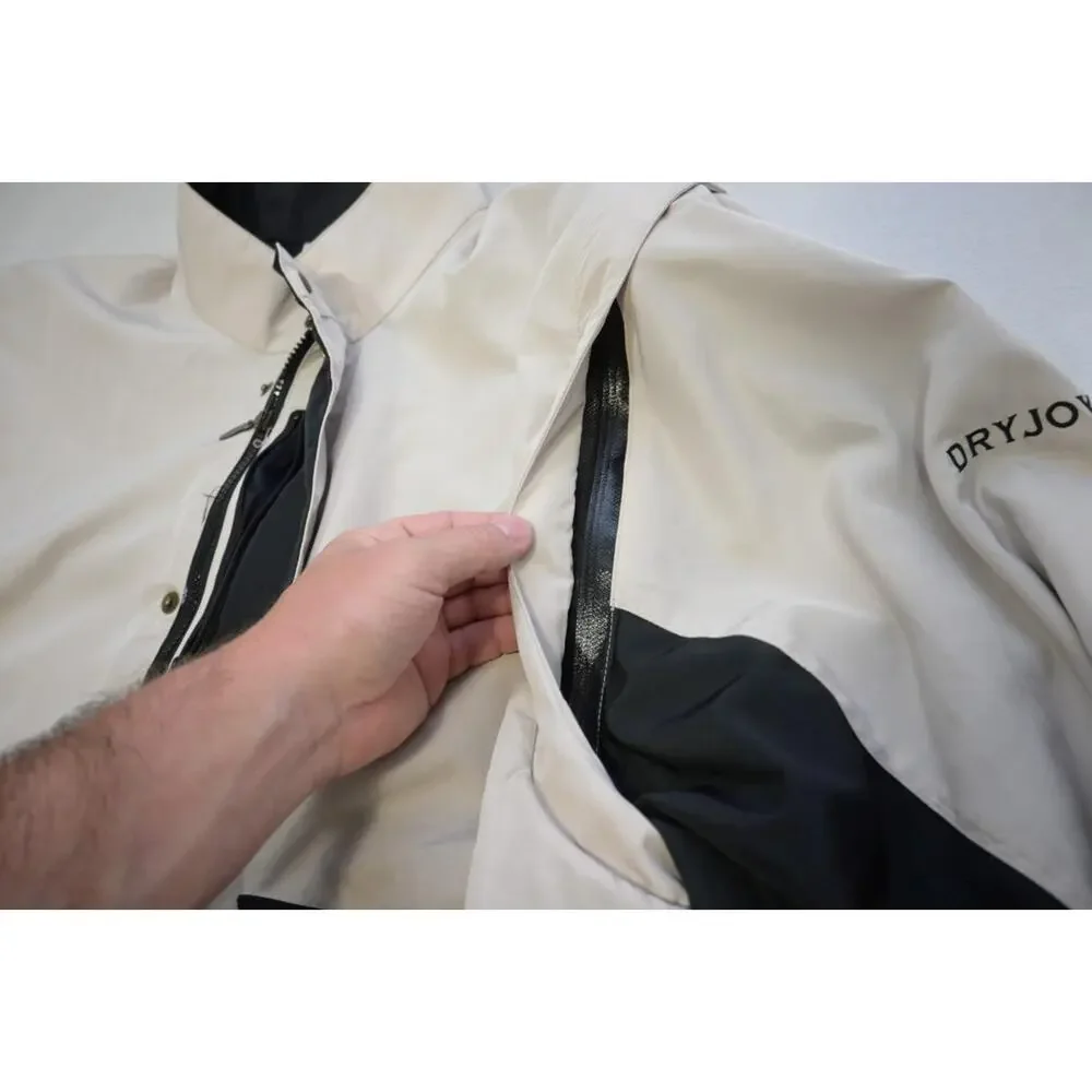 FootJoy DryJoys Golf Jacket Beige Full Zip Convertible Sleeve‎ Mens Size XL